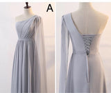 Long gray bridesmaid dress chiffon 6 design.