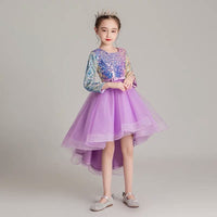 Long sleeve purple mauve sequin dress for little girl