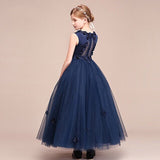 Little girl's royal blue long dress backless