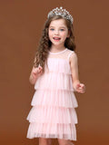 Sleeveless champagne pink black white dress for little girl