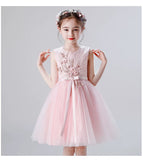 Short grey pink flower girl dress