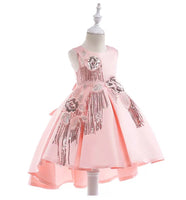 Little girl's high low satin prom dress