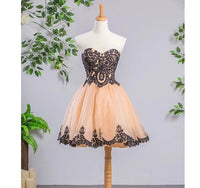Off the shoulder embroidered short prom dress black embroidery homecoming dress
