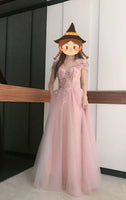 Floor length long pink bridesmaid dresses