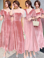 Pink bridesmaid dresses velvet dress