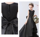 Sleeveless little girl's black ball gown