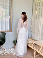 Full sleeve white wedding gown