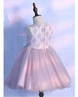 Sleeveless embroidered little girl's pink dress