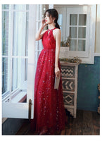 dark red halter prom dress sparkly burgundy evening dress