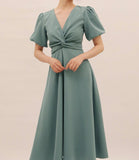 Short sleeve bridesmaid dresses green dusty blue pink