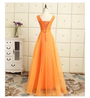 Long orange bridesmaid dress