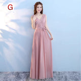 Floor length long pink chiffon bridesmaid dresses