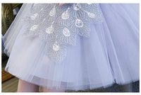 Peacock embroidered little girl's short prom dress