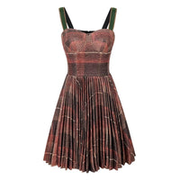 Spaghetti straps jersey dress brown plaid Autumn short dress