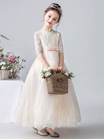 Middle sleeve white mini bride dress