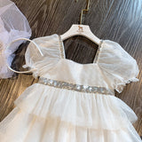 Little girl’s white tulle dress mini bride dress