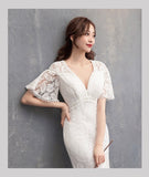 Lace mermaid dress with train