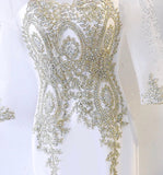 Long sleeve embroidered champagne mermaid dress