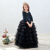 Little girl's sparkly black ball gown