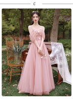 Long tulle prom dress pink bridesmaid dresses