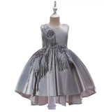 Little girl's high low satin prom dress