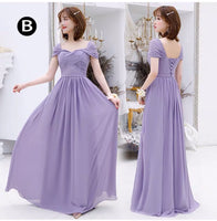Floor length long purple bridesmaid dresses