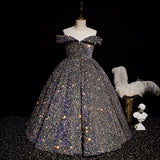 Stunning ball gown for little girl sequin quinceanera dress