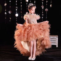Brown ball gown for little girl