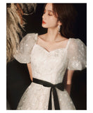 White embroidered dress short sleeve