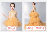 Yellow girl's gown performance dress short and Hi-Lo