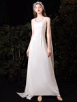 Sleeveless white tulle prom dress