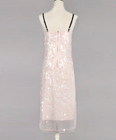 Spaghetti straps light pink sequin dress bling bling nude pink cocktail dress
