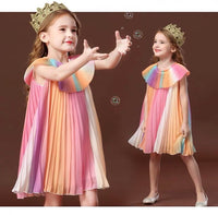 Little girl’s Rainbow pleated dress