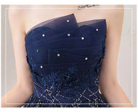 Off the shoulder sequin long prom dress navy blue