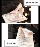 Champagne silver high heels shoes