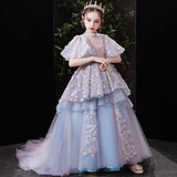 Blue purple ball gown for little girl