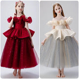 Little girl's dark red ball gown