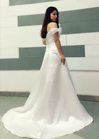 Satin wedding dress off the shoulder 웨딩드레스 свадебная пряжа Vestido de noiva