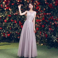 Stunning embroidered tulle bridesmaid dress floor length long