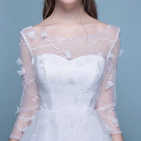 Half sleeve Modest applique wedding dress