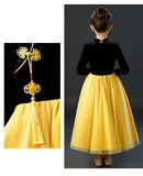 High neckline Little girl's yellow ball gown