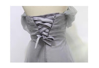 Long gray tulle bridesmaid dress