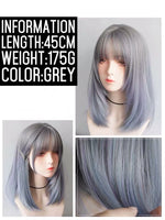 Dusty Blue wigs straight hairstyle