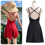 Backless short black dress red backless short dress