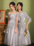 Short grey bridesmaid dresses