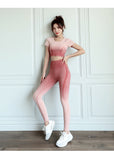 Gradient grey pink sport suits sportswear legging