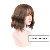 Short curly cold brown synthetic wig