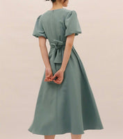 Short sleeve bridesmaid dresses green dusty blue pink