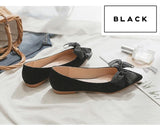 Apricot black blue flat shoes with bow
