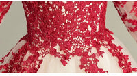 Long sleeve red flower girl dress